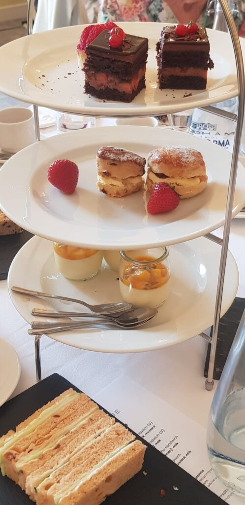 Sandwiches, cakes and scones